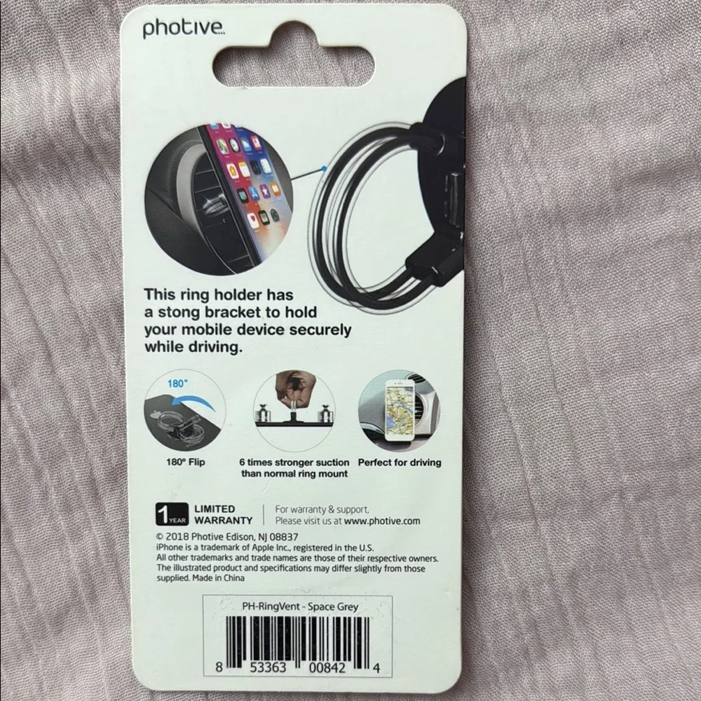 Black Universal Phone Ring Car Vent Holster